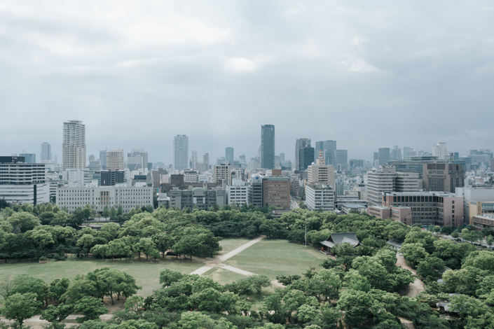 view from top level of osaka castle