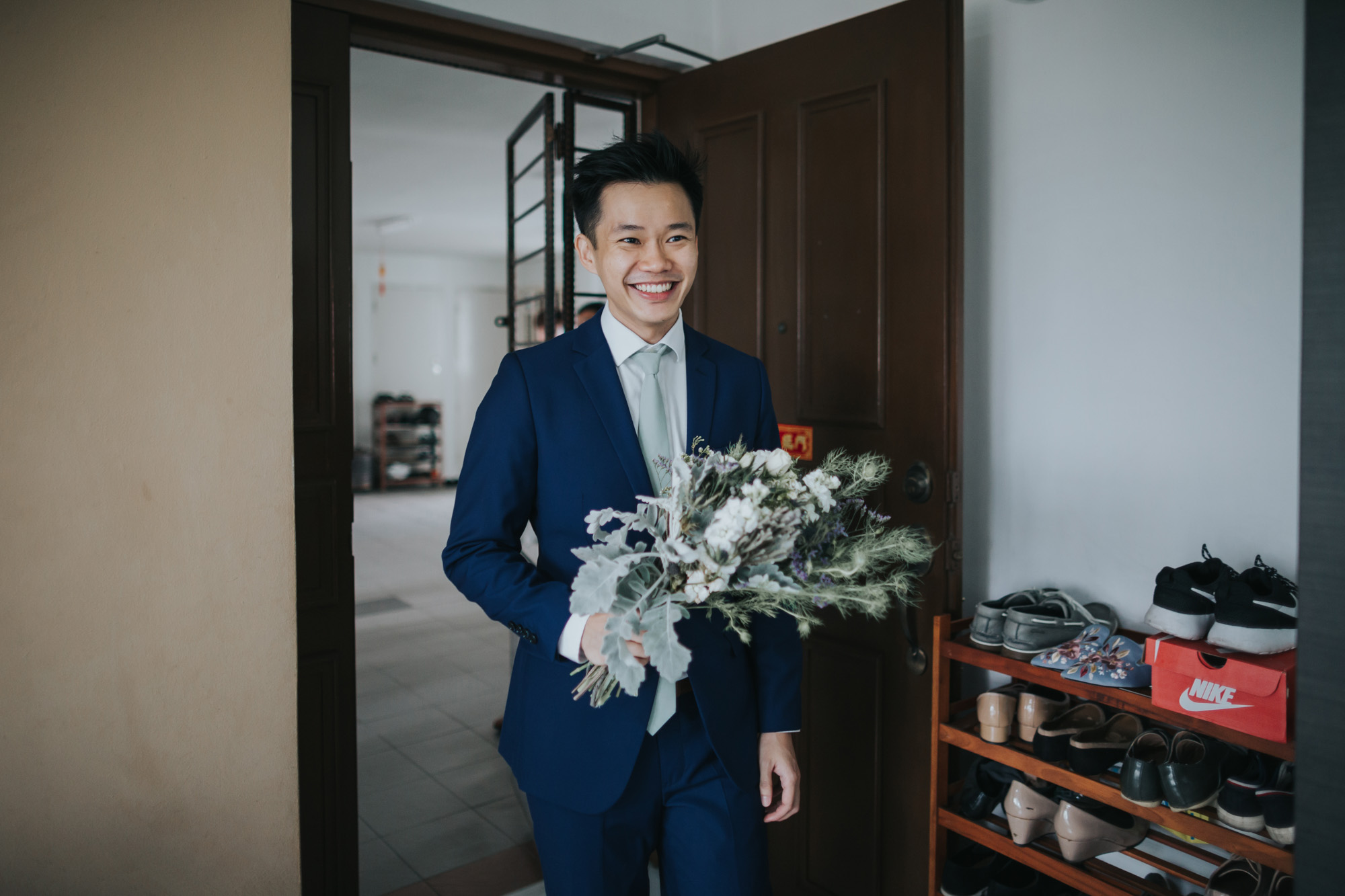 the groom is here