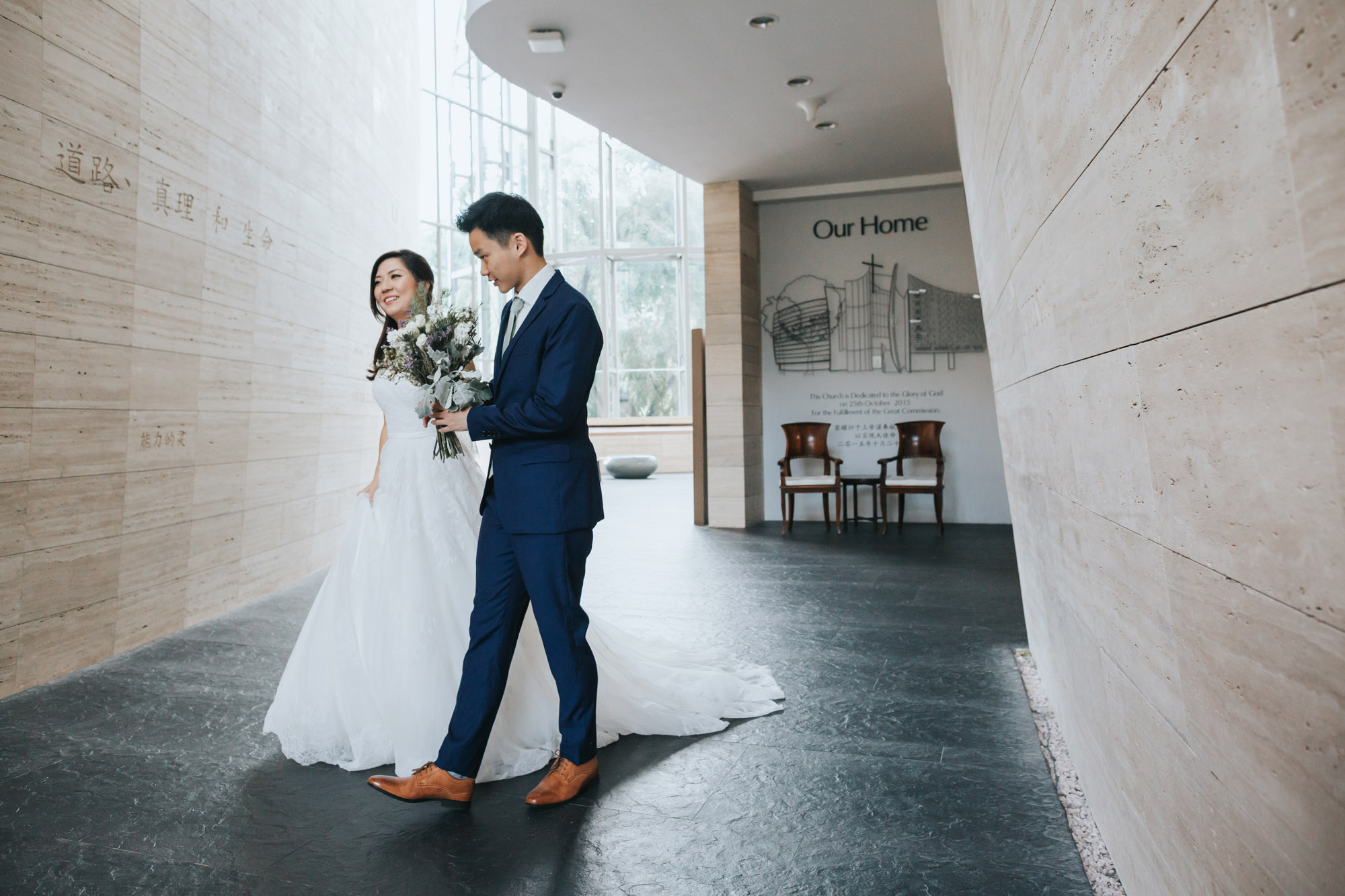 bride and groom church wedding