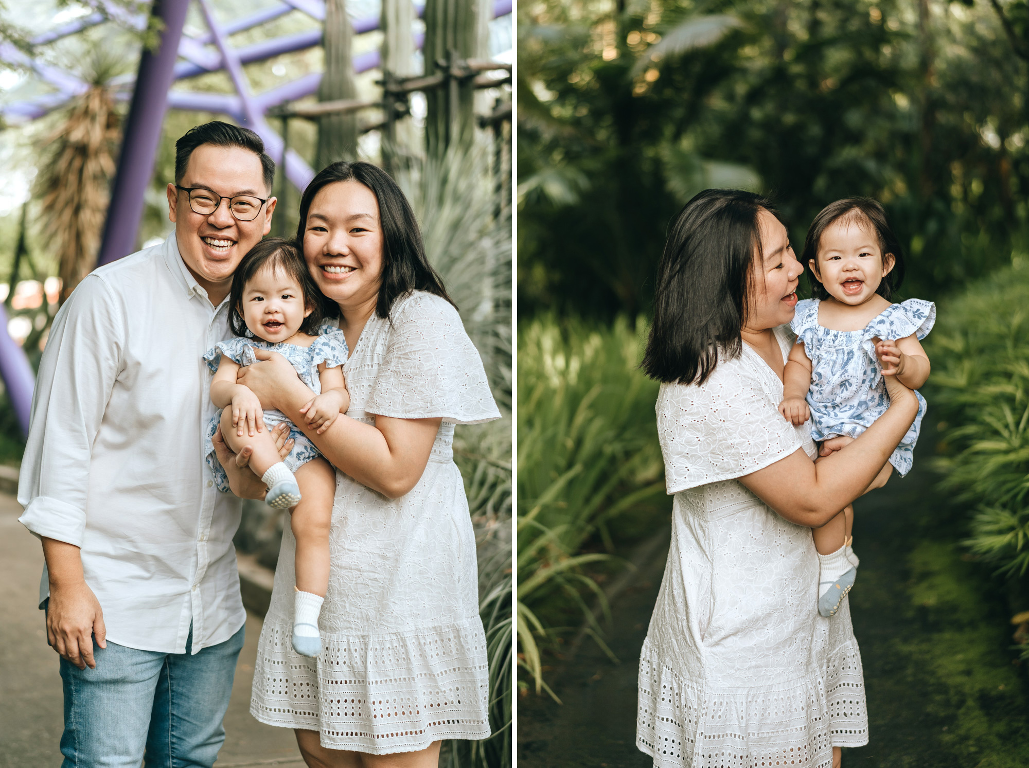 Happy parents with their smiley baby daughter