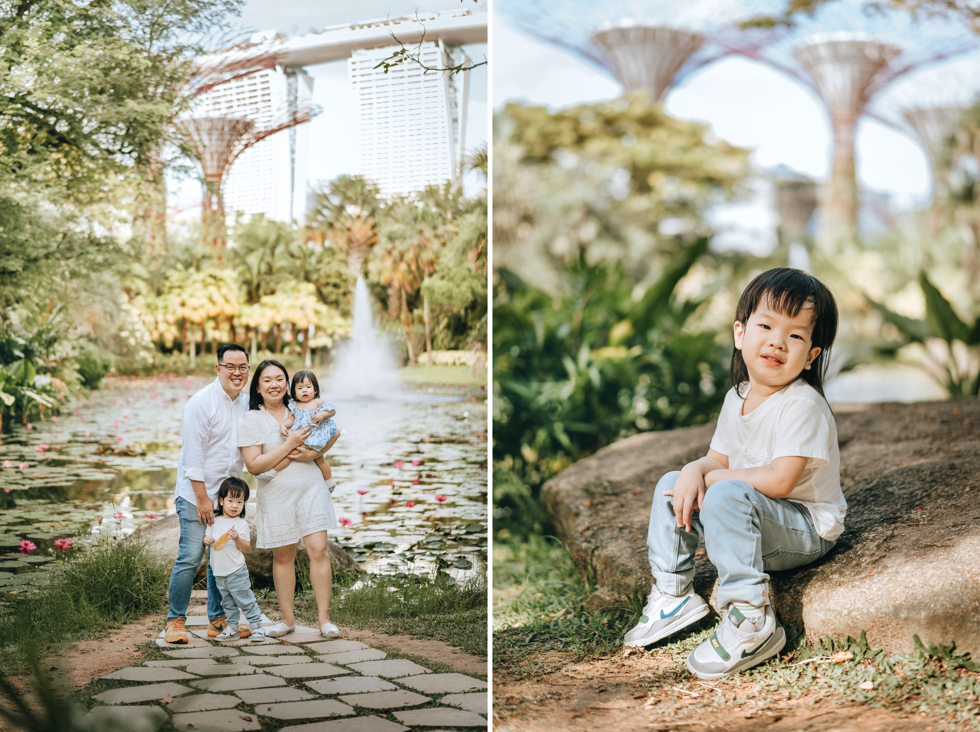 Beautiful family photo in front of the Marina Bay Sands.