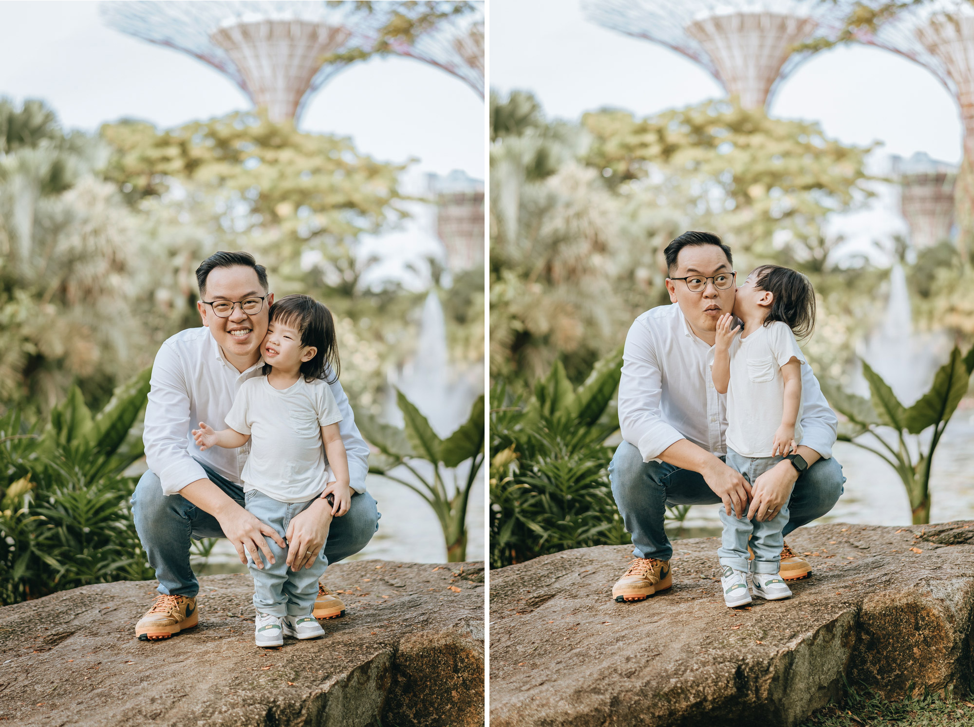 Son kissing his father!