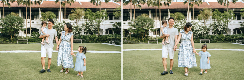 Beautiful family photos taken at the Raffles Hotel.