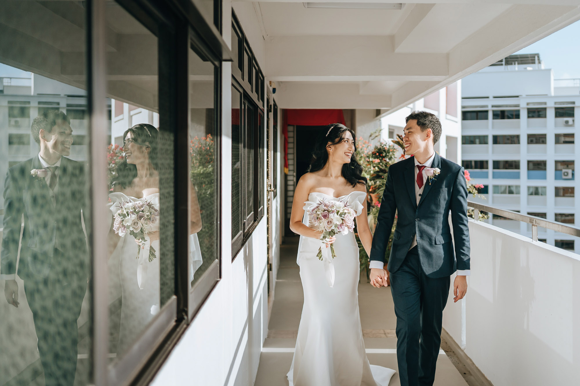 the Happy couple leaving the house