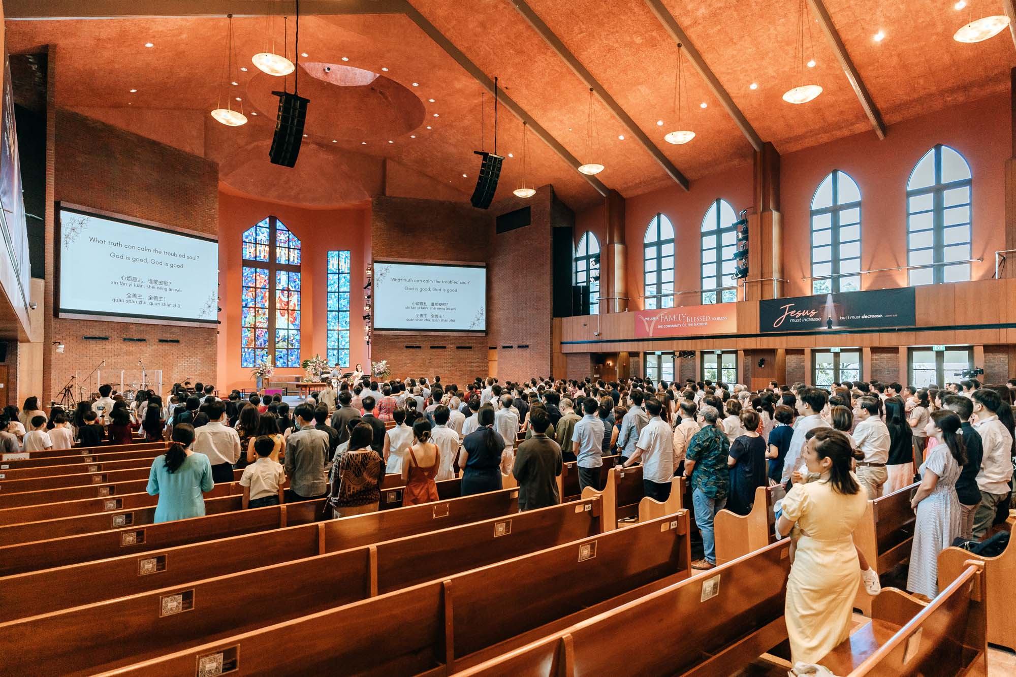 the impressive sanctuary of the Paya Lebar Methodist Church