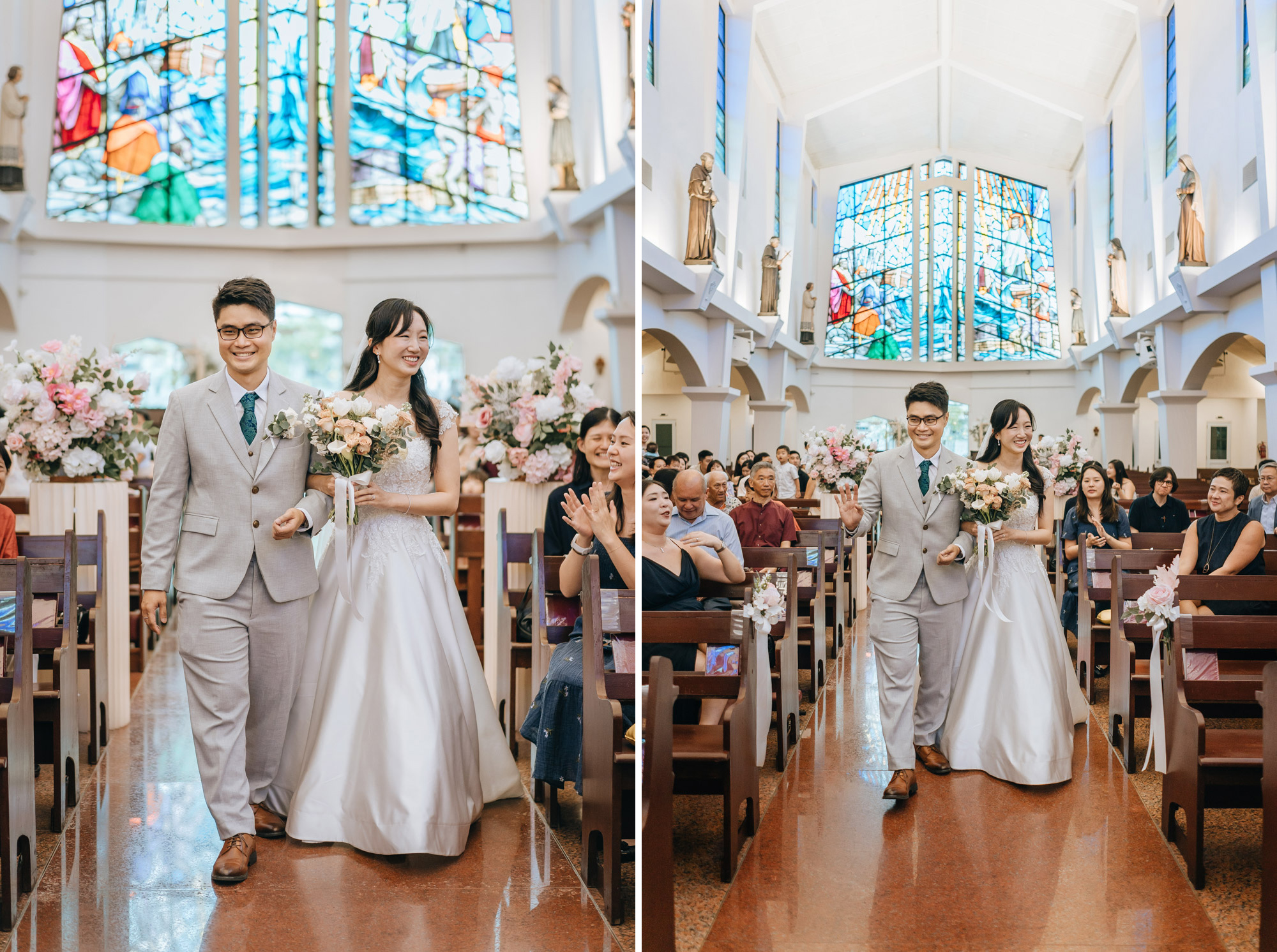 a beautiful venue to get married at, the stain glass of the st. francis xavier church makes everything look so special