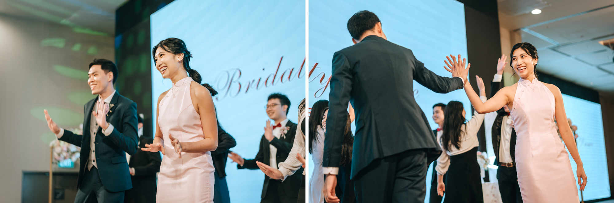 the wedding couple and their bridal party prepared a dance for the guests