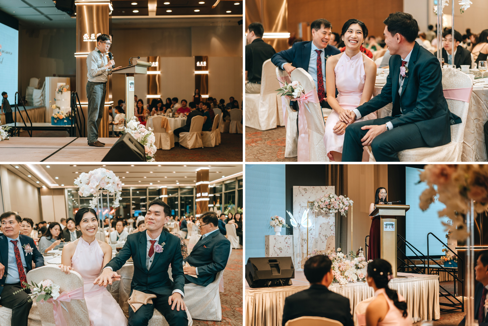 friends of the couple giving speeches