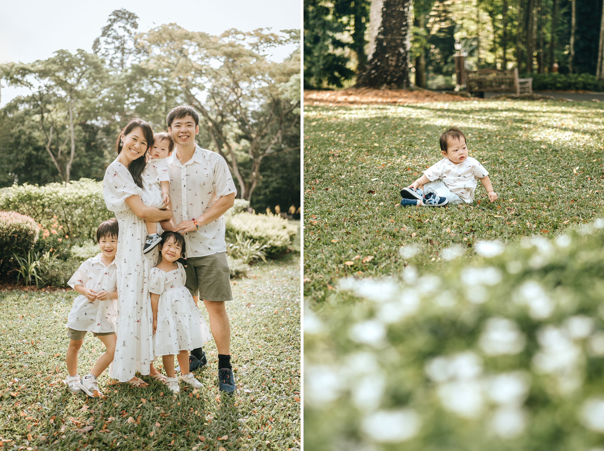 beautiful family photo taken at the Singapore botanic gardens