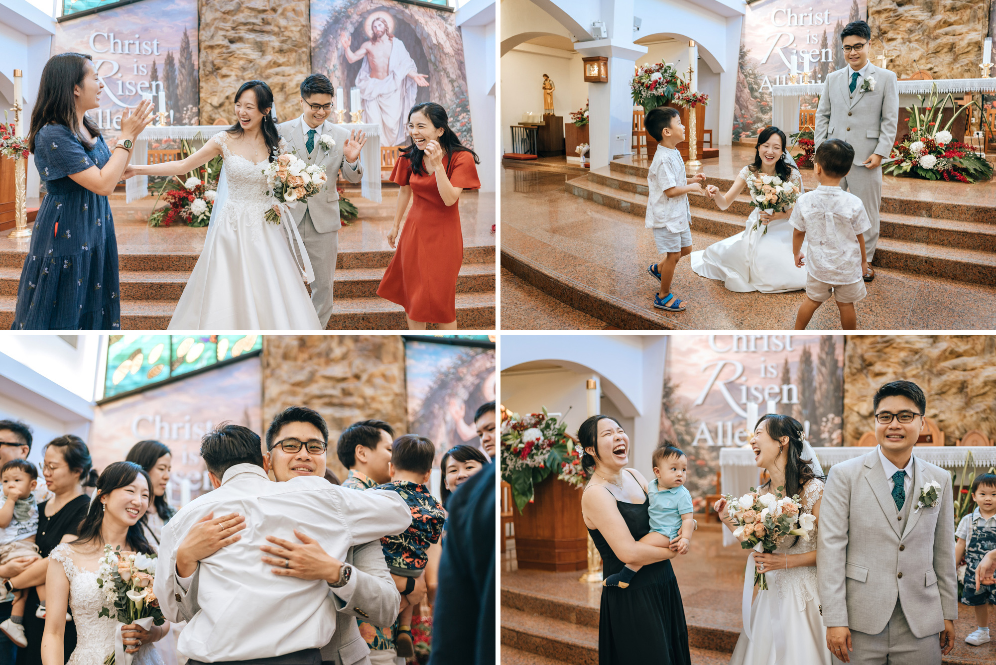 candid moments of the couple interacting with their guests and friends