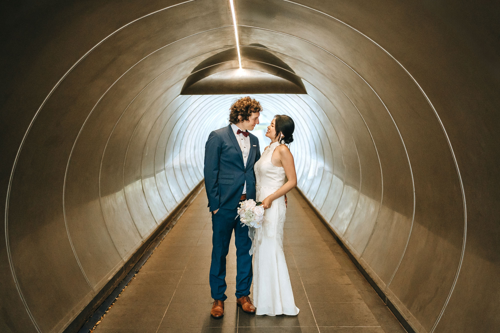 outdoor photo shoot in a tunnel